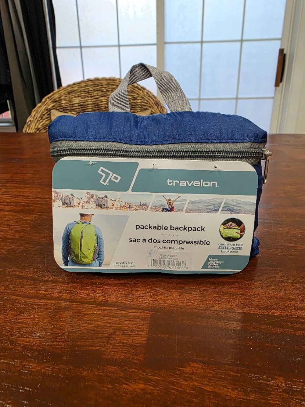 NEW with Tags Travelon Packable Backpack Blue & Gray
